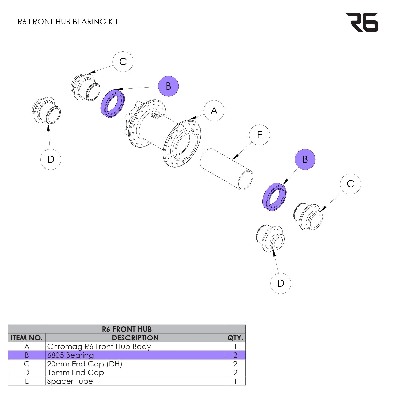 R6 Front Hub Parts